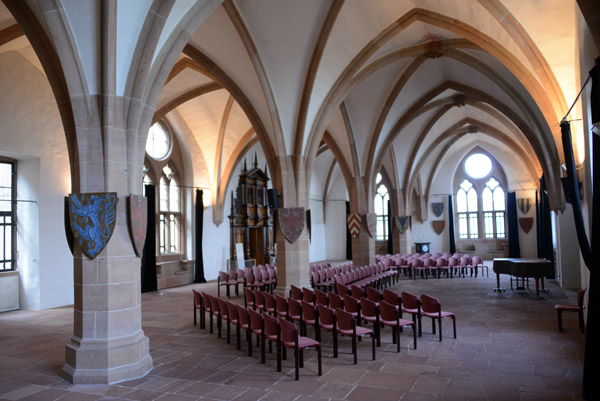 Hall of Marburg Castle set for a music recital 