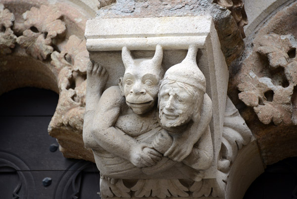Devil embracing a Jew, 13th C, Main Portal, Wetzlar Cathedral