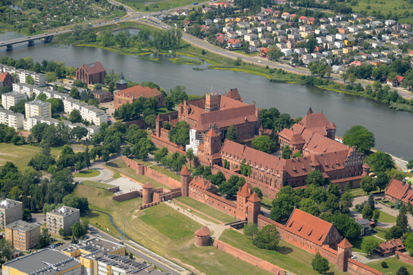 Aerial photo of Malbork's 13th C. Castle of the Teutonic Order