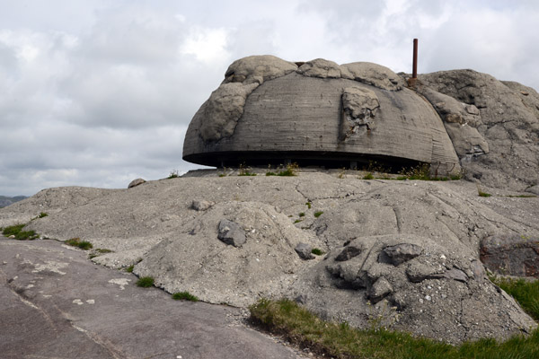 German bunker covered with concrete made to look like natural stone