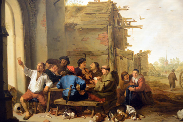 Figures before a Village Inn, Cornelis Saftleven, 1642