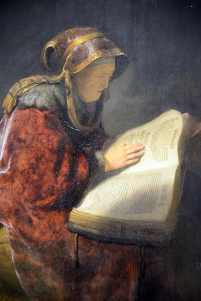 An Old Woman Reading, probably the Prophetess Hannah, Rembrandt, 1631