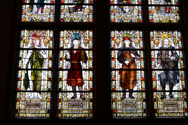 Great Hall stained glass - Phidias, Jan Sluter, Jan van Terwen, Hendrick de Keyser