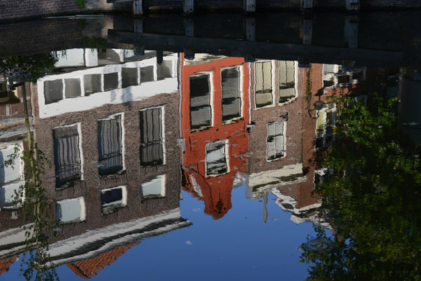 Reflections of Lange Gouwe in the canal, Gouda