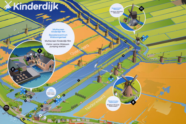 Map of the windmills at Kinderdijk