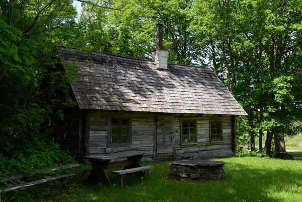 Wood cabin at the Karja Church, Saaremaa