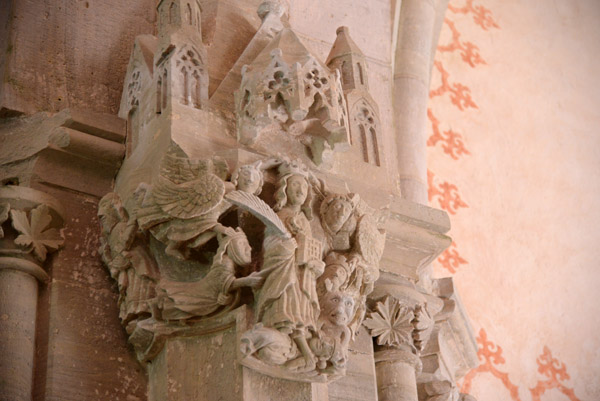 Medieval stone carving - St. Catherine group, Karja Church, Saaremaa 
