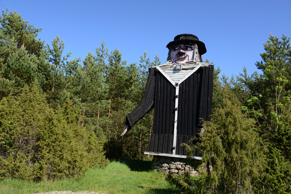 Windmill converted into a wooden sculpture of the mythological giant Tll, Ninase, Saaremaa