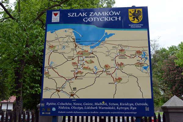 Map of the Polish Gothic Castles Trail, Pomerania