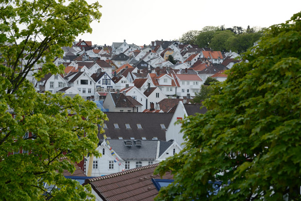 Wooden residential houses of Stavanger from Valberg