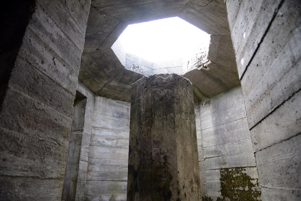 One of the octagonal gun emplacements from inside the bunker