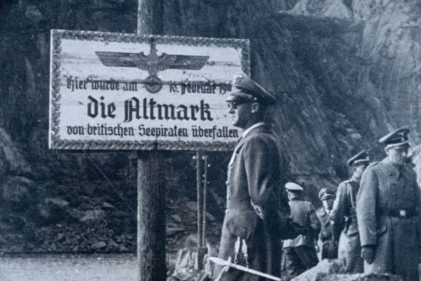 Historic photograph of German officers at the site of the Altmark Incident