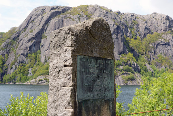 Norwegian monument to the battle between HMS Cossack and the German auxiliary Altmark, 16 February 1940, Jssingfjord