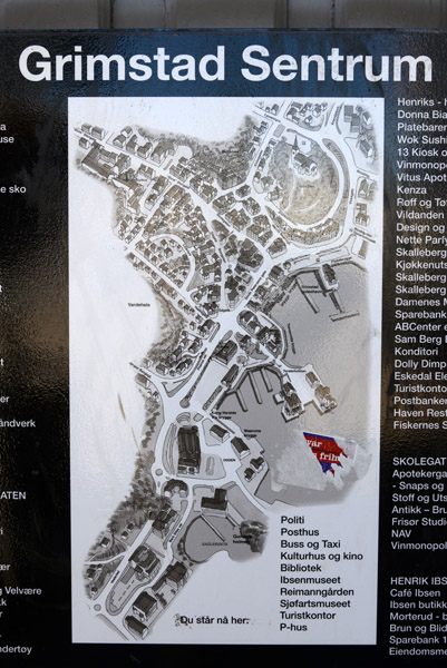 Map of Grimstad Sentrum