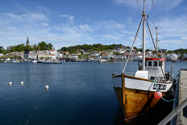 Coastal fishing boat stery, Grimstad