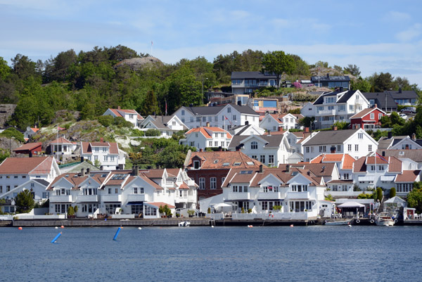 Residential area on the eastern peninsula of Grimstad's town harbor