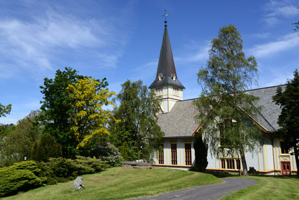 Grimstad Church from the Kirkeheia viewpoint