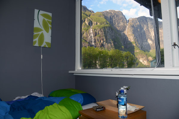 Stunning view to wake up to at the hostel in Lysebotn