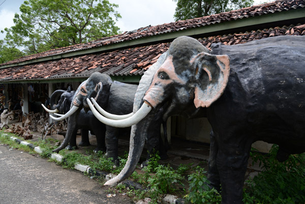 Elephant sculptures at a craft market outside Kataragama