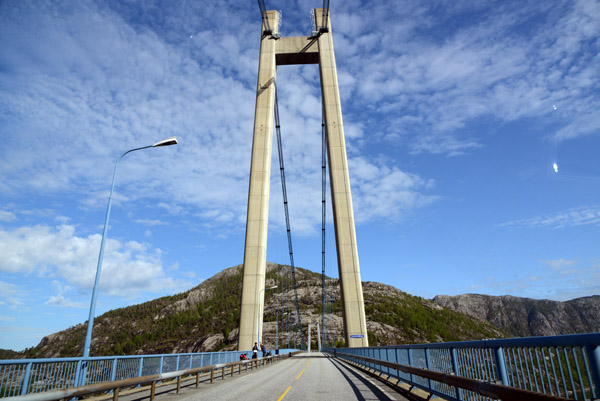 Driving across the Lysefjord Bridge