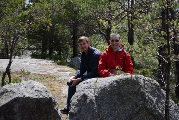 Ralph and Christian relaxing by the Preikestolen Trail