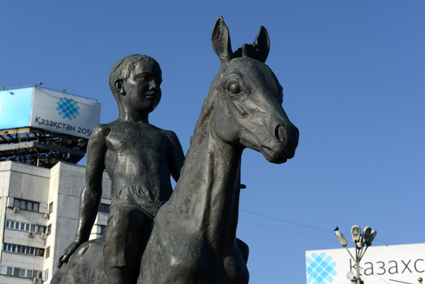 Kazakh boy on a horse, Republic Square, Almaty