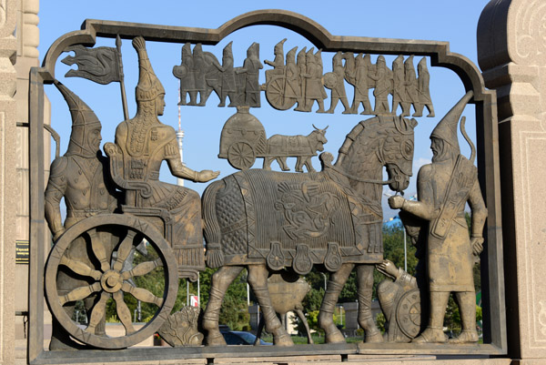 Scene from the early history of Kazakhstan, Independence Monument, Almaty