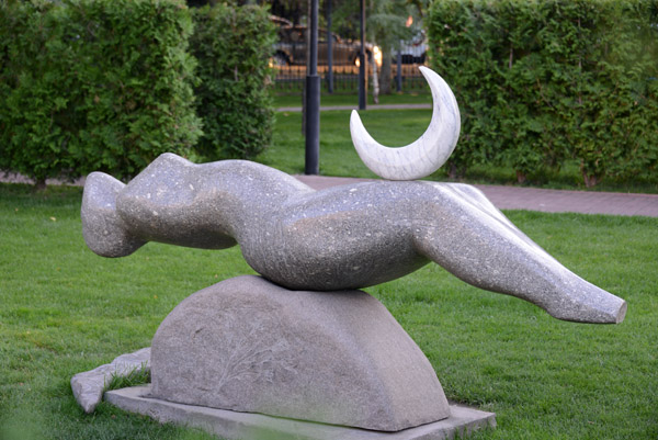 Sculpture in the garden of the Foundation of the First President, Almaty
