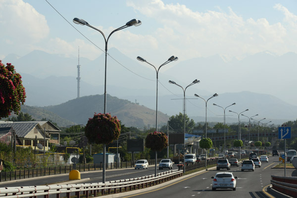 The main road into the city from the airport, Almaty
