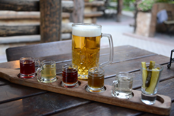 Beer and vodka sampler, Entrecte, Almaty