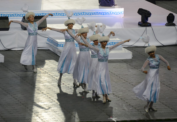 Dancers at the closing ceremony of the Fire Fighters games