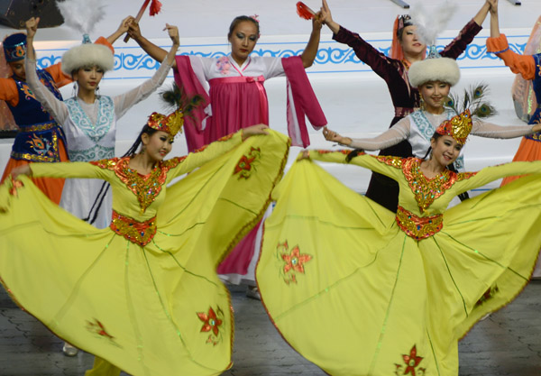 Colorful dancers of Almaty, Kazakhstan