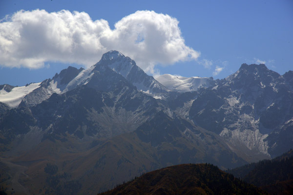 The mountains that form the scenic backdrop to Almaty rising to 14,000 ft