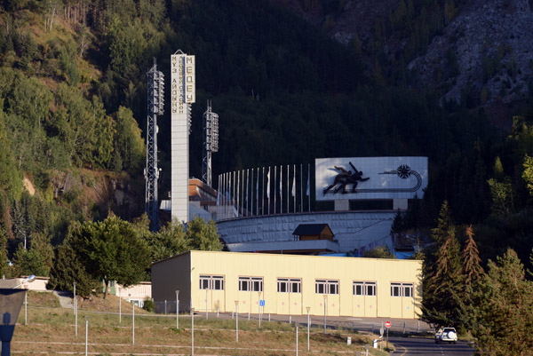 Return trip from Shymbulak passing the Medeu Stadium