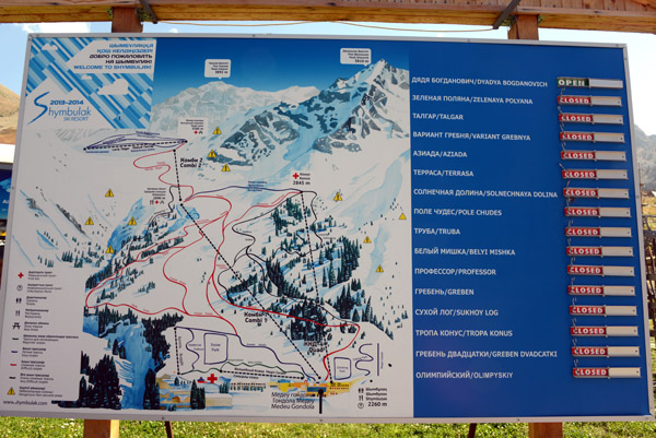 Trail map of the Shymbulak Ski Resort, Kazakhstan