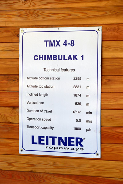 Leitner Shymbulak (Chimbuilak) 1 ropeway, 1874m long