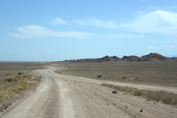 The dirt road leading to Sharyn Canyon, 200 km east of Almaty