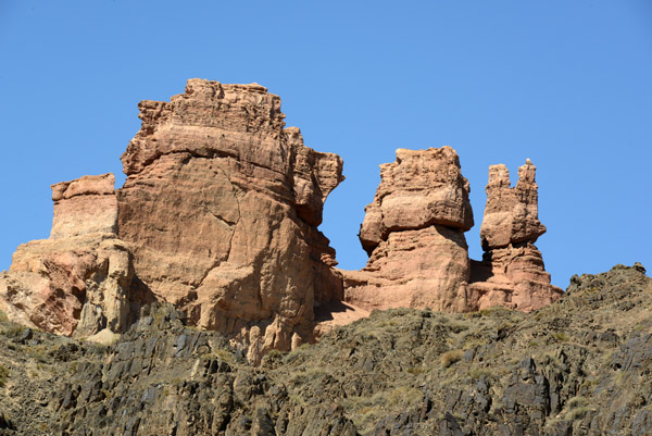 Red rock formations seen from the camp, Sharyn Canyon