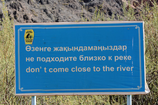 Warning not to come close to the river...oops