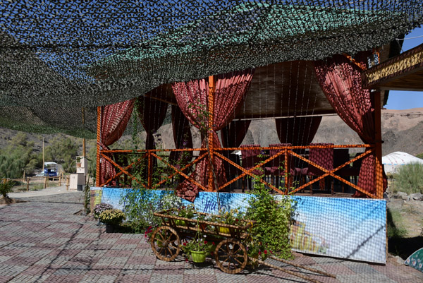 Restaurant under shady camo netting, Sharyn Canyon