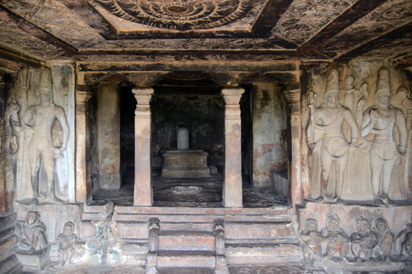 Interior mandapa of the Ravanaphadi rock-cut cave temple, Aihole