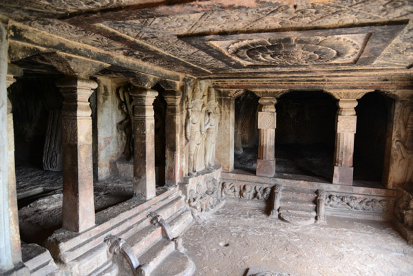 Interior mandapa of the Ravanaphadi rock-cut cave temple, Aihole