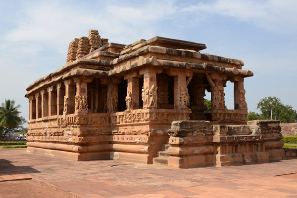 Front porch of the Durga Temple with its incomplete tower