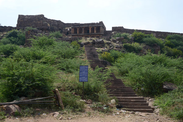 Stairs leading up to the Buddhist temple on the side of Meguti Hill