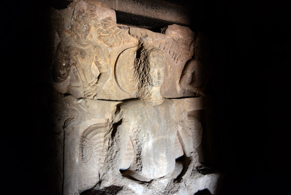 Tirthankara with chauri-bearing attendants, Jain Temple, Meguti Hill