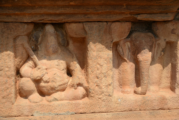 Carved figures around the Jain Temple, Meguti Hill