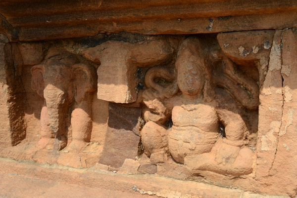 Elephants and human figures surround the outside of the Jain Temple