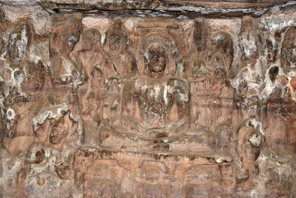 Enthroned Jina, Meguti Hill Jain Cave Temple