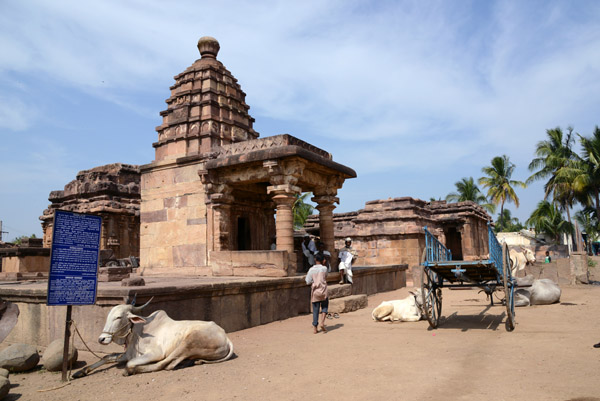 Cows lounge by one of the small temples scattered around Aihole Town