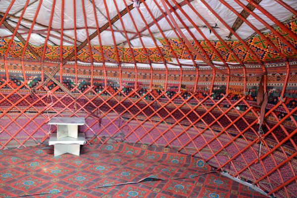 Inside the yurt at the Pamir Hotel